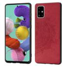 For Galaxy A71 Mandala Embossed Cloth Cover PC + TPU Mobile Phone Case with Magnetic Function and Hand Strap(Red) - 1