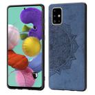 For Galaxy A71 Mandala Embossed Cloth Cover PC + TPU Mobile Phone Case with Magnetic Function and Hand Strap(Blue) - 1