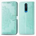 For Xiaomi Redmi K30 Halfway Mandala Embossing Pattern Horizontal Flip Leather Case with Holder & Card Slots & Wallet & Photo Frame & Lanyard(Green) - 1