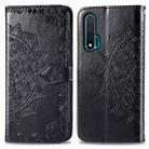 For Huawei Nova 6 Halfway Mandala Embossing Pattern Horizontal Flip Leather Case with Holder & Card Slots & Wallet & Photo Frame & Lanyard(Black) - 1