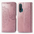 For Huawei Nova 6 Halfway Mandala Embossing Pattern Horizontal Flip Leather Case with Holder & Card Slots & Wallet & Photo Frame & Lanyard(Rose Gold) - 1