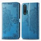 For Huawei Nova 6 Halfway Mandala Embossing Pattern Horizontal Flip Leather Case with Holder & Card Slots & Wallet & Photo Frame & Lanyard(Blue) - 1