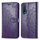 For Huawei Nova 6 Halfway Mandala Embossing Pattern Horizontal Flip Leather Case with Holder & Card Slots & Wallet & Photo Frame & Lanyard(Purple) - 1