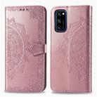 For Huawei Honor V30 Pro / V30 Halfway Mandala Embossing Pattern Horizontal Flip Leather Case with Holder & Card Slots & Wallet & Photo Frame & Lanyard(Rose Gold) - 1