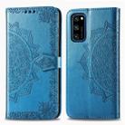 For Huawei Honor V30 Pro / V30 Halfway Mandala Embossing Pattern Horizontal Flip Leather Case with Holder & Card Slots & Wallet & Photo Frame & Lanyard(Blue) - 1