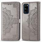 For Huawei Honor V30 Pro / V30 Halfway Mandala Embossing Pattern Horizontal Flip Leather Case with Holder & Card Slots & Wallet & Photo Frame & Lanyard(Gray) - 1