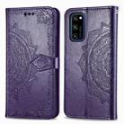 For Huawei Honor V30 Pro / V30 Halfway Mandala Embossing Pattern Horizontal Flip Leather Case with Holder & Card Slots & Wallet & Photo Frame & Lanyard(Purple) - 1