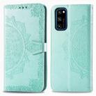 For Huawei Honor V30 Pro / V30 Halfway Mandala Embossing Pattern Horizontal Flip Leather Case with Holder & Card Slots & Wallet & Photo Frame & Lanyard(Green) - 1