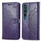 For Xiaomi Mi Note 10 Pro Halfway Mandala Embossing Pattern Horizontal Flip Leather Case with Holder & Card Slots & Wallet & Photo Frame & Lanyard(Purple) - 1