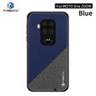 For Motorola One Zoom / One Pro PINWUYO Rong Series  Shockproof PC + TPU+ Chemical Fiber Cloth Protective Cover(Blue) - 1