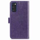 For Galaxy S20 Four-leaf Clasp Embossed Buckle Flip Leather Case with Lanyard & Card Slot & Wallet & Holder(Purple) - 7