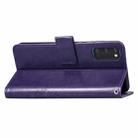 For Galaxy S20 Four-leaf Clasp Embossed Buckle Flip Leather Case with Lanyard & Card Slot & Wallet & Holder(Purple) - 9