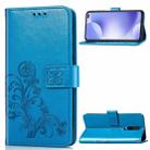 For Xiaomi Redmi K30  Four-leaf Clasp Embossed Buckle Mobile Phone Protection Leather Case with Lanyard & Card Slot & Wallet & Bracket Function(Blue) - 1