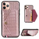 For iPhone 11 Pro Max Crocodile Pattern PU+TPU+PVC Shatter-resistant Mobile Phone Case with Magnetic Invisible Holder & Holder & Card Slots(Rose Gold) - 1