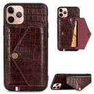 For iPhone 11 Pro Max Crocodile Pattern PU+TPU+PVC Shatter-resistant Mobile Phone Case with Magnetic Invisible Holder & Holder & Card Slots(Brown) - 1