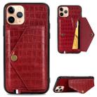 For iPhone 11 Pro Crocodile Pattern PU+TPU+PVC Shatter-resistant Mobile Phone Case with Magnetic Invisible Holder & Holder & Card Slots(Red) - 1