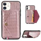 For iPhone 11 Crocodile Pattern PU+TPU+PVC Shatter-resistant Mobile Phone Case with Magnetic Invisible Holder & Holder & Card Slots(Rose Gold) - 1