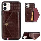 For iPhone 11 Crocodile Pattern PU+TPU+PVC Shatter-resistant Mobile Phone Case with Magnetic Invisible Holder & Holder & Card Slots(Brown) - 1