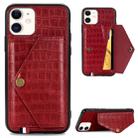 For iPhone 11 Crocodile Pattern PU+TPU+PVC Shatter-resistant Mobile Phone Case with Magnetic Invisible Holder & Holder & Card Slots(Red) - 1