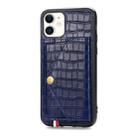 For iPhone 11 Crocodile Pattern PU+TPU+PVC Shatter-resistant Mobile Phone Case with Magnetic Invisible Holder & Holder & Card Slots(Sapphire Blue) - 1