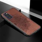 For Galaxy S20 Mandala Embossed Cloth Cover PC + TPU Mobile Phone Case with Magnetic Function and Hand Strap(Brown) - 2
