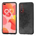 For Huawei Nova 6 Mandala Embossed Cloth Cover PC + TPU Mobile Phone Case with Magnetic Function and Hand Strap(Black) - 1