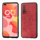 For Huawei Nova 6 Mandala Embossed Cloth Cover PC + TPU Mobile Phone Case with Magnetic Function and Hand Strap(Red) - 1