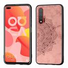 For Huawei Nova 6 Mandala Embossed Cloth Cover PC + TPU Mobile Phone Case with Magnetic Function and Hand Strap(Rose Gold) - 1