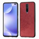 For Xiaomi Redmi K30 Mandala Embossed Cloth Cover PC + TPU Mobile Phone Case with Magnetic Function and Hand Strap(Red) - 1