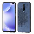 For Xiaomi Redmi K30 Mandala Embossed Cloth Cover PC + TPU Mobile Phone Case with Magnetic Function and Hand Strap(Blue) - 1
