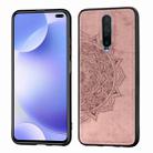 For Xiaomi Redmi K30 Mandala Embossed Cloth Cover PC + TPU Mobile Phone Case with Magnetic Function and Hand Strap(Rose Gold) - 1