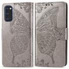 For Galaxy S20 Butterfly Love Flower Embossed Horizontal Flip Leather Case with Bracket / Card Slot / Wallet / Lanyard(Gray) - 1
