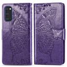 For Galaxy S20 Butterfly Love Flower Embossed Horizontal Flip Leather Case with Bracket / Card Slot / Wallet / Lanyard(Dark Purple) - 1