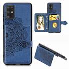 For Galaxy S20+ Mandala Embossed Magnetic Cloth PU + TPU + PC Case with Holder & Card Slots & Wallet & Photo Frame & Strap(Blue) - 1