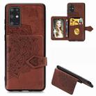 For Galaxy S20+ Mandala Embossed Magnetic Cloth PU + TPU + PC Case with Holder & Card Slots & Wallet & Photo Frame & Strap(Brown) - 1