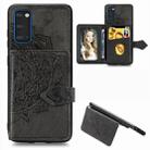 For Galaxy S20 Mandala Embossed Magnetic Cloth PU + TPU + PC Case with Holder & Card Slots & Wallet & Photo Frame & Strap(Black) - 1
