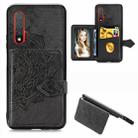 For Huawei Nova 6 Mandala Embossed Magnetic Cloth PU + TPU + PC Case with Holder & Card Slots & Wallet & Photo Frame & Strap(Black) - 1