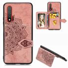 For Huawei Nova 6 Mandala Embossed Magnetic Cloth PU + TPU + PC Case with Holder & Card Slots & Wallet & Photo Frame & Strap(Rose Gold) - 1