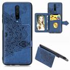 For Xiaomi Redmi K30 Mandala Embossed Magnetic Cloth PU + TPU + PC Case with Holder & Card Slots & Wallet & Photo Frame & Strap(Blue) - 1