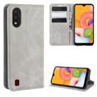 For Galaxy A01 Retro-skin Business Magnetic Suction Leather Case with Holder & Card Slots & Wallet(Grey) - 1
