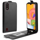 For Galaxy A01 R64 Texture Single Vertical Flip Leather Protective Case with Card Slots & Photo Frame(Black) - 1
