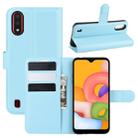 For Galaxy A01 Litchi Texture Horizontal Flip Protective Case with Holder & Card Slots & Wallet(Blue) - 1