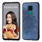 For Huawei Nova 5i Pro Mandala Embossed Cloth Cover PC + TPU Mobile Phone Case with Magnetic Function and Hand Strap(Blue) - 1