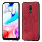 For Xiaomi Redmi 8 Mandala Embossed Cloth Cover PC + TPU Mobile Phone Case with Magnetic Function and Hand Strap(Red) - 1