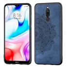 For Xiaomi Redmi 8 Mandala Embossed Cloth Cover PC + TPU Mobile Phone Case with Magnetic Function and Hand Strap(Blue) - 1