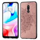 For Xiaomi Redmi 8 Mandala Embossed Cloth Cover PC + TPU Mobile Phone Case with Magnetic Function and Hand Strap(Rose Gold) - 1