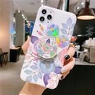 For iPhone 11 Colorful Laser Flower Series IMD TPU Mobile Phone Case With Folding Stand(Begonia Flowers KB2) - 1