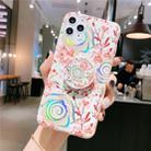 For iPhone 11 Pro Colorful Laser Flower Series IMD TPU Mobile Phone CaseWith Folding Stand(Lyre Coral   KB4) - 1