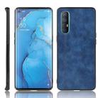 For  Oppo Reno3 Pro Shockproof Sewing Cow Pattern Skin PC + PU + TPU Case(Blue) - 1