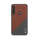 For MOTO G8 Play / One Macro PINWUYO Rong Series  Shockproof PC + TPU+ Chemical Fiber Cloth Protective Cover(Brown) - 1